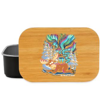 Northern Lights - Moose - Aurora Borealis - Lunch Box - black - Front