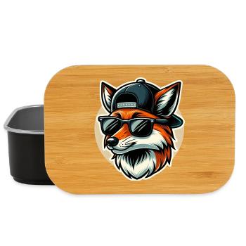 Fuchs mit Sonnenbrille und Cap - Lunch Box - Schwarz - Vorne