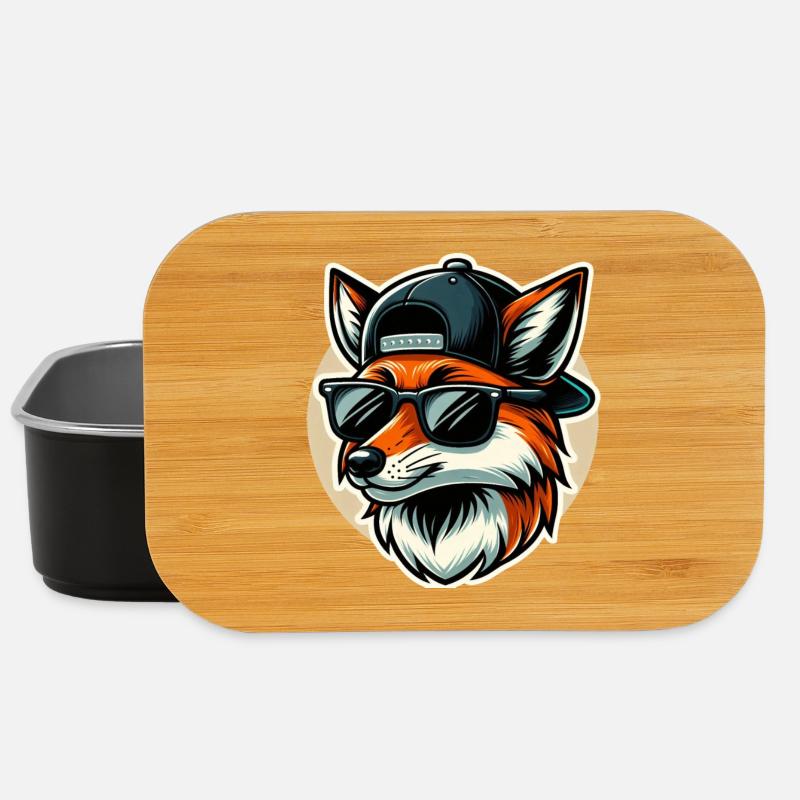 Fuchs mit Sonnenbrille und Cap - Lunch Box - Schwarz