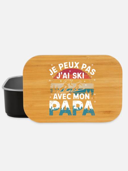 Je peux pas j'ai ski avec mon papa - Boîte à goûter - noir