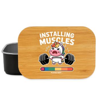 Unicorn Lifts Weights Loading - Lunch Box - black - Front