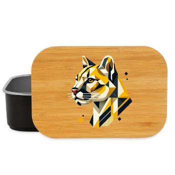 Geometric Strength – The Elegant Big Cat Head - Lunch Box - black - Front