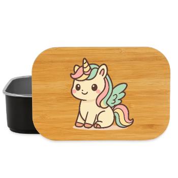 Cute Rainbow Winged Unicorn - Lunch Box - black - Front