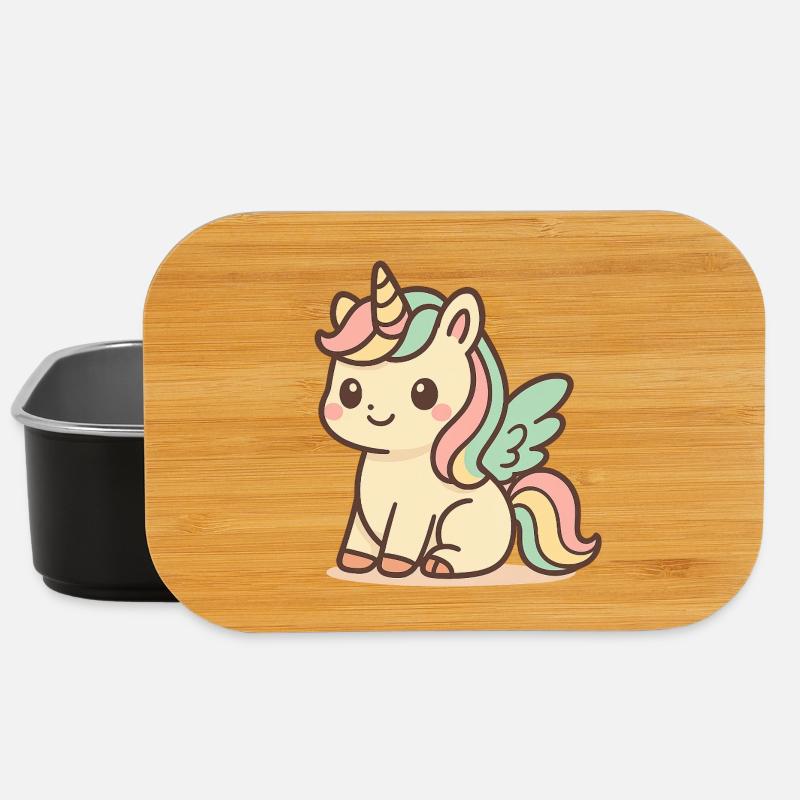 Niedliches Regenbogen geflügeltes Einhorn - Lunch Box - Schwarz