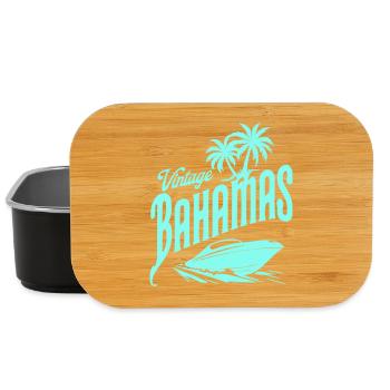 Palmiers bleus vintage des Bahamas et design de hors-bord - Boîte à goûter - noir - Devant