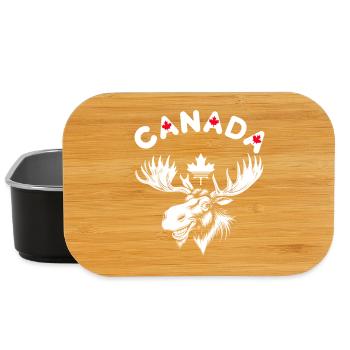 Drawing of a Canadian moose with maple leaves - Lunch Box - black - Front