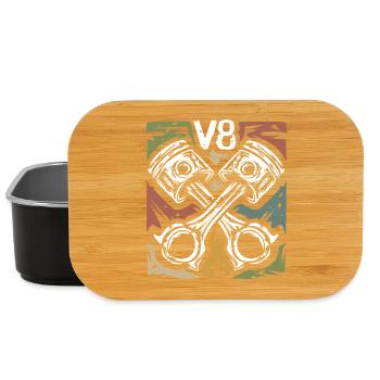 V8 Retro Pistons – Muscle Car &amp; Biker - Lunch Box - black - Front