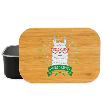 Weihnachts-Lama mit Herzbrille Merry Christmas - Lunch Box - Schwarz - Vorne