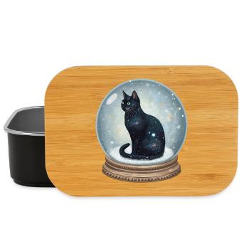 Cosmic Cat in Snow Globe Schneekugel Katze - Lunch Box - Schwarz - Vorne