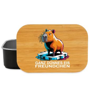 Capybara Meme – Ganz dünnes Eis Spruch - Lunch Box - Schwarz - Vorne