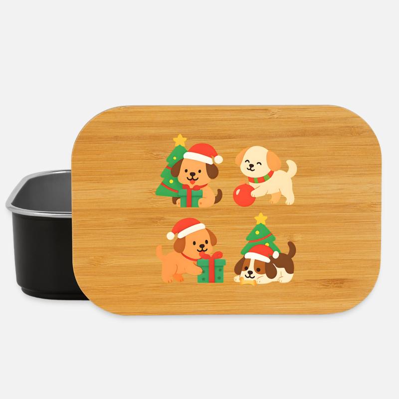 Weihnachtshunde mit Geschenken - Lunch Box - Schwarz