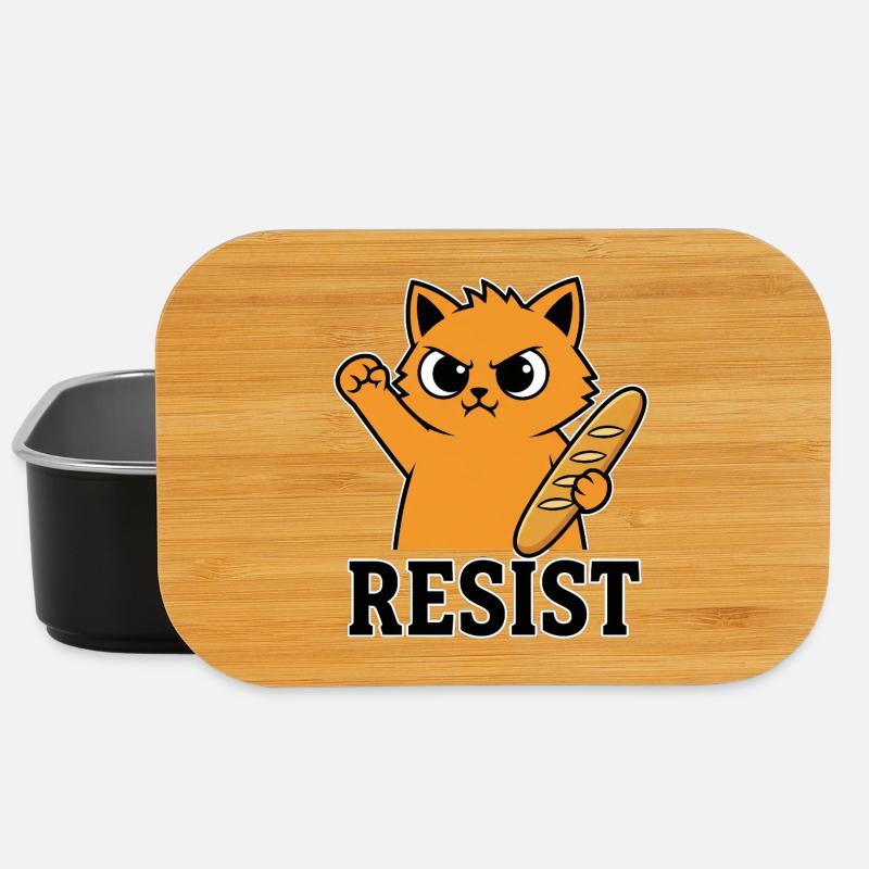 Resist Katze mit Baguette Lustiger Protest - Lunch Box - Schwarz