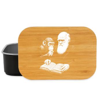 Charles Darwin studying with Monkey  - Lunch Box - black - Front