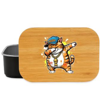 Dabbing Cat Street Art Funny Meow Design - Lunch Box - black - Front