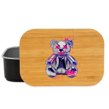 Gothic Teddy Bear with Graffiti Neon Look - Lunch Box - black - Front