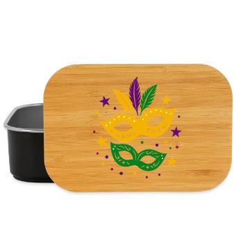 Carnival Masks with Stars & Colorful Feathers - Lunch Box - black - Front
