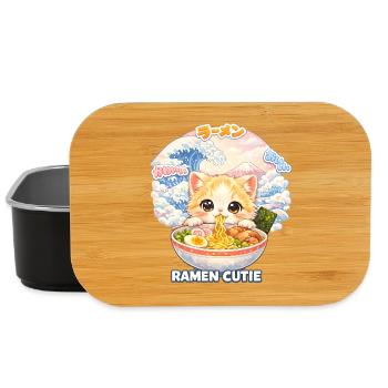 Kawaii Cats Ramen Nouilles Japon Ukiyo-E Rétro - Boîte à goûter - noir - Devant