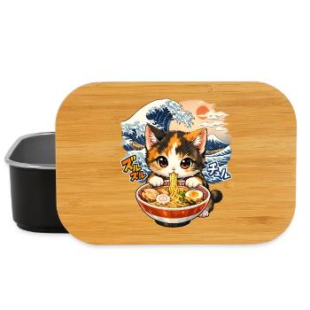 Ramen Nouilles Kawaii Chat Nouilles japonaises - Boîte à goûter - noir - Devant