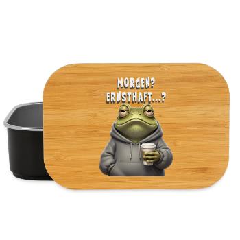 Morning lazy frog with coffee Tomorrow Seriously? - Lunch Box - black - Front