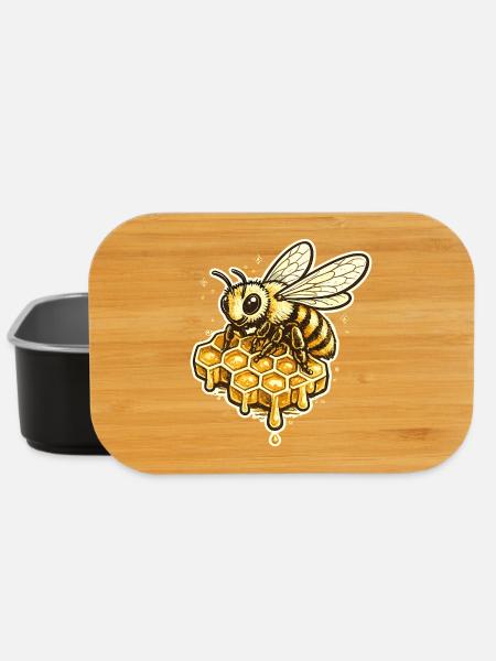 Motif de l’abeille en nid d’abeille - Boîte à goûter - noir