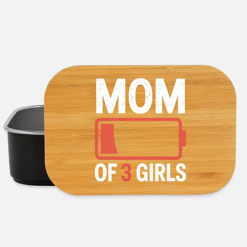Maman de 3 filles Battery Icon Tee - Boîte à goûter - noir