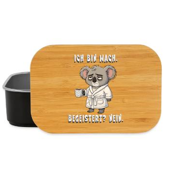 Wach begeistert nein Koala Kaffee Schlafshirt - Lunch Box - Schwarz - Vorne