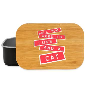 All You Need Is Love And A Cat Lustig Katze Spruch - Lunch Box - Schwarz - Vorne