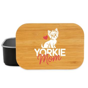 Conception du logo Yorkie Mom Heart - Boîte à goûter - noir - Devant