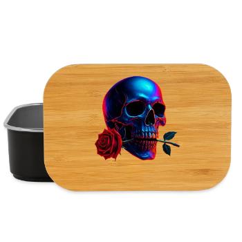 Skull Rose Dark Art Neon Skull Motif - Lunch Box - black - Front