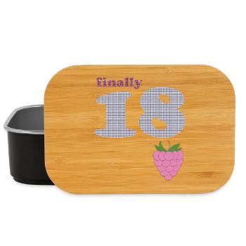 Endlich 18 – Beeren Plaid Design - Lunch Box - Schwarz - Vorne
