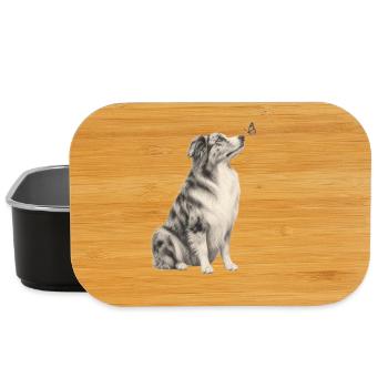 Border Collie avec millésime papillon - Boîte à goûter - noir - Devant