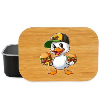 Lustige Ente Hamburger Fast Food Zeichnung - Lunch Box - Schwarz - Vorne