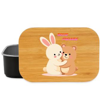 Beste Freunde Kuscheln Süße Tiere Hase und Bär - Lunch Box - Schwarz - Vorne