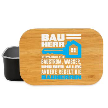 Bauherr Bier Rest regelt die Bauherrin - Lunch Box - Schwarz - Vorne