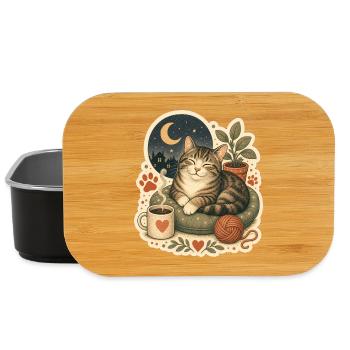 Gemütliche Katze Kaffee Garn - Lunch Box - Schwarz - Vorne
