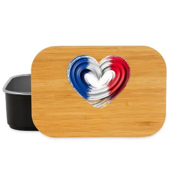 Frankreich Herz Flagge Fan Motiv Blau Weiß Rot - Lunch Box - Schwarz - Vorne