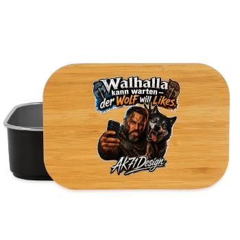 Walhalla kann warten, der Wolf will Likes - Selfie - Lunch Box - Schwarz - Vorne