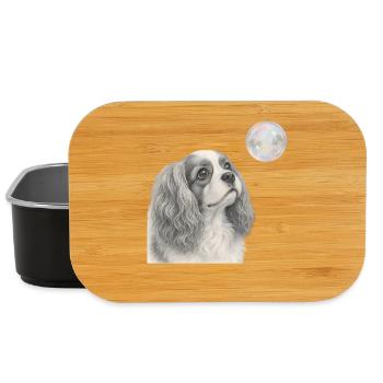 Motif rétro du chien Cavalier King Charles Spaniel - Boîte à goûter - noir - Devant