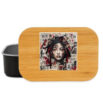 Japanese Collage Art Asia Punk Samuraifrau Collage - Lunch Box - Schwarz - Vorne