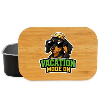 Vacation Mode On Dackel Hund Spruch T-Shirt Urlaub - Lunch Box - Schwarz - Vorne
