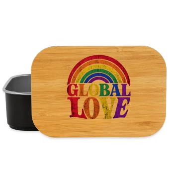 Global Love Regenbogen CSD Pride Spruch Shirt  - Lunch Box - Schwarz - Vorne