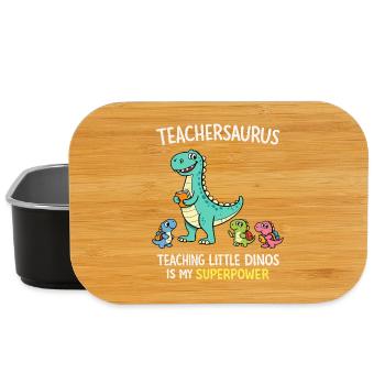 Teachersaurus Teacher Humor with Little Dinosaur - Lunch Box - black - Front