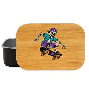 Skeleton Skater Halloween Vintage T-Shirt Motif - Lunch Box - black - Front