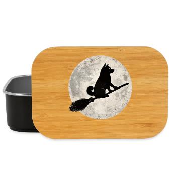 Shiba Inu Balai de la Sorcière Pleine Lune T-shirt Halloween - Boîte à goûter - noir - Devant