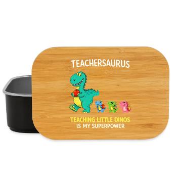 Teachersaurus Teacher Humor with Little Dinosaur - Lunch Box - black - Front