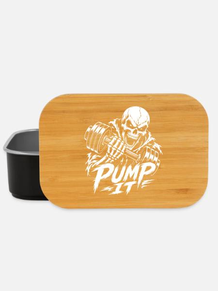 Skelett mit Hantel: Pump It - Lunch Box - Schwarz