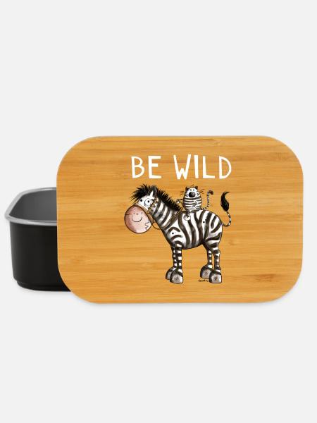 Be Wild Zebra - Zebras - Katze - Katzen - Geschenk - Lunch Box - Schwarz