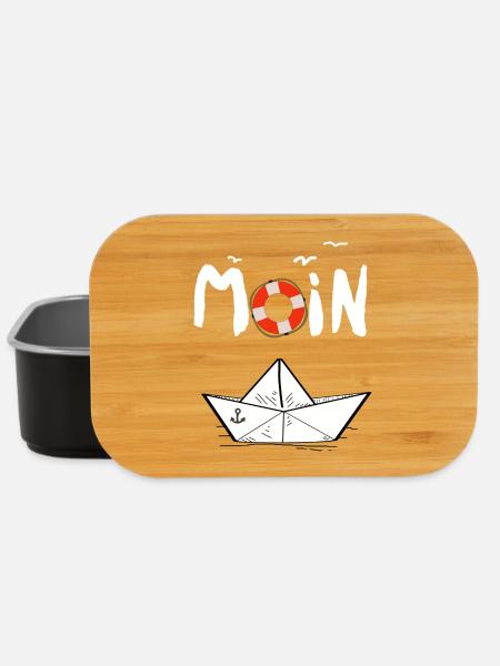 Moin Möwen Rettungsring Papierboot Schiff - Lunch Box - Schwarz