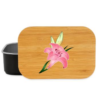 fleur de lys rose avec deux bourgeons - Boîte à goûter - noir - Devant