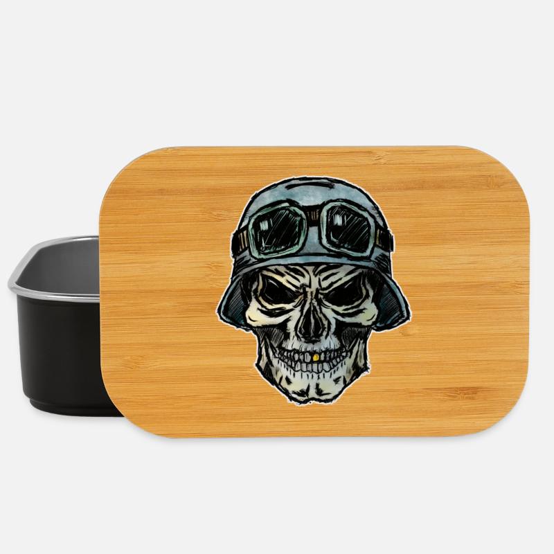 Crazy Biker Totenkopf mit Helm - Lunch Box - Schwarz